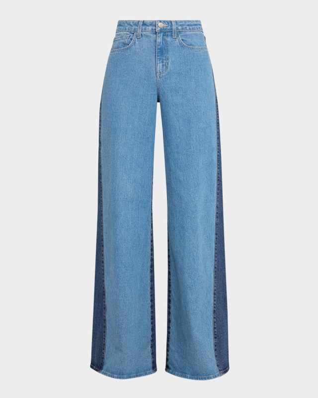 Beau High-Rise Wide-Leg Contrast Jeans